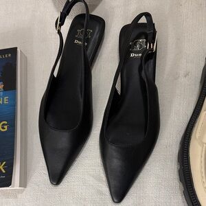 Dune London Black Slingback Flats